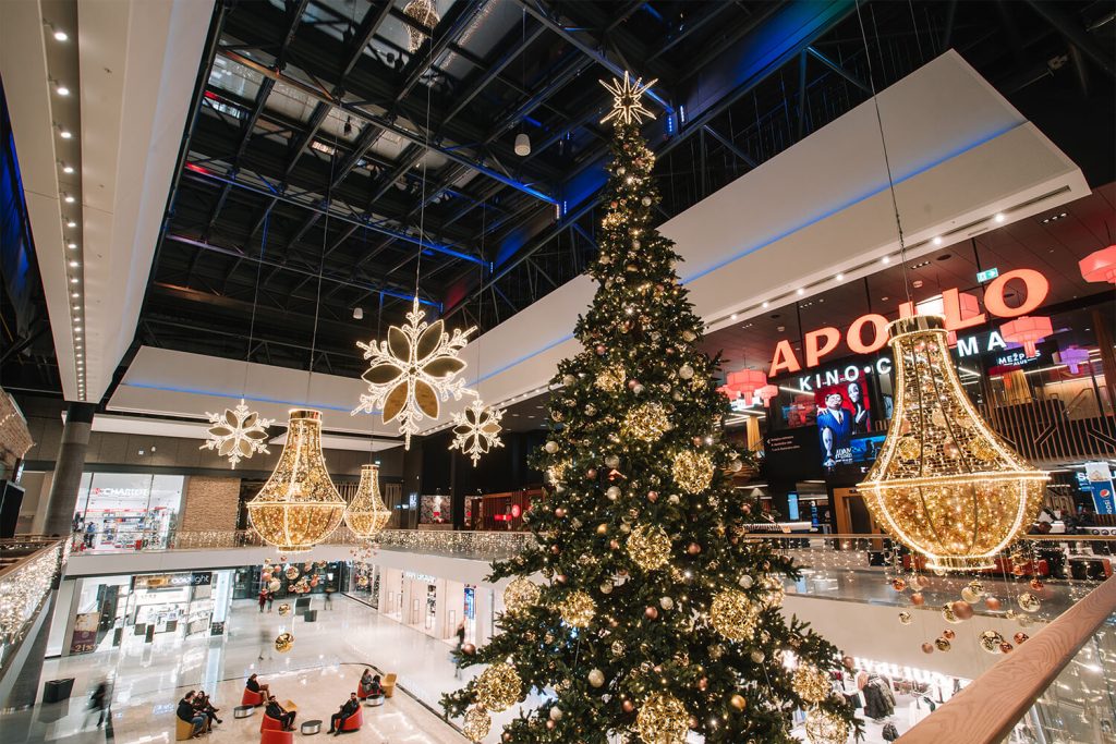 Dekoracja świetlna w centrum handlowym